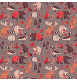 Camelot Fabrics Oh Canada - The True North - Grey