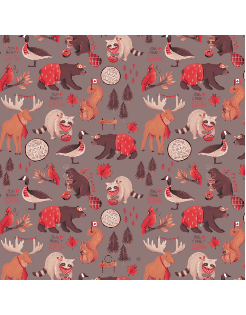 Camelot Fabrics Oh Canada - The True North - Grey