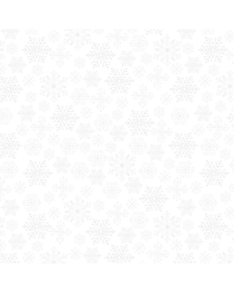 White Owl Textiles Feathered Festivities - Snowflakes-White/Gray