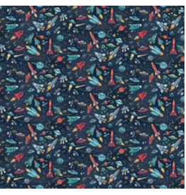 Marcus Fabrics Orbit - Rockets - Blue