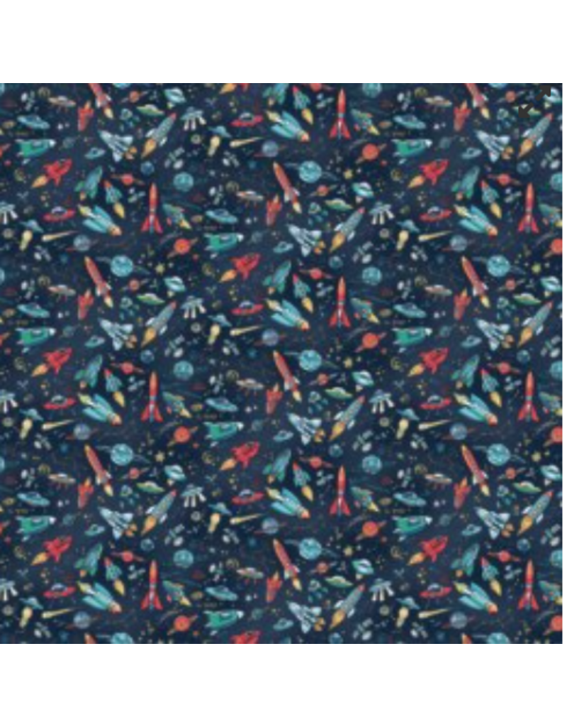 Marcus Fabrics Orbit - Rockets - Blue