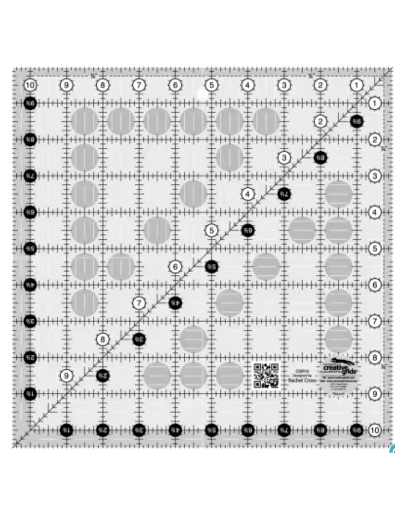 Creative Grids Quilt Ruler 10-1/2in x 10-1/2in Square