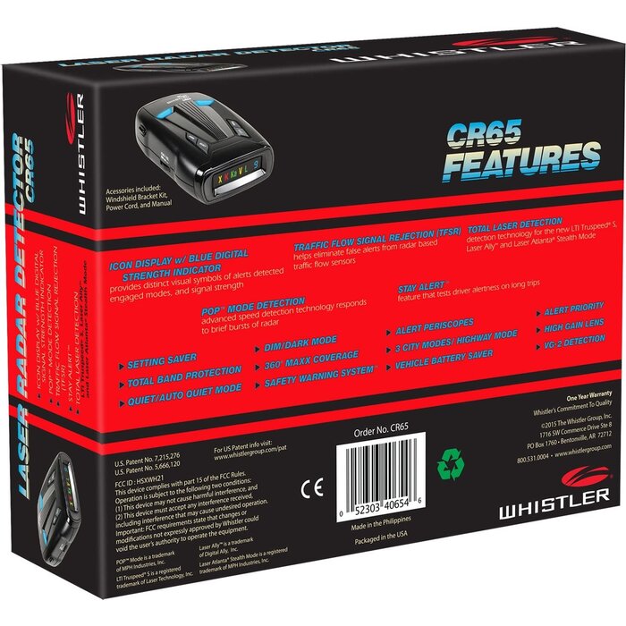 WHISTLER CR65 RADAR DETECTOR
