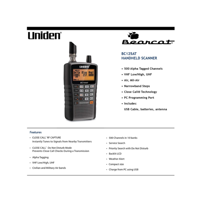 UNIDEN BEARCAT BC125AT HANDHELD SCANNER