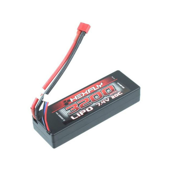 Hexfly HX-320020C-D - Hexfly 2 cell  7.4V 3200mAh 20C LiPo Battery (Deans) Hardcase