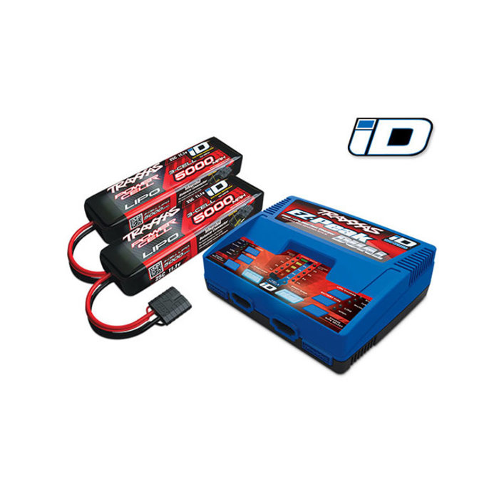 Traxxas 2990 - Dual 3s LiPo Completer w/ EZ-Peak Dual Charger (includes #2972 Dual iD® charger (1), #2872X 5000mAh 11.1V 3-cell 25C LiPo iD® battery (2))