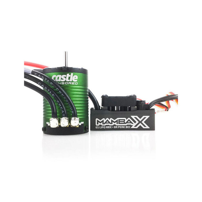 CASTLE CREATIONS CSE010-0155-01 - MAMBA X Sensored 25.2V Waterproof ESC 1406-4600KV Combo, 1/10 Scale