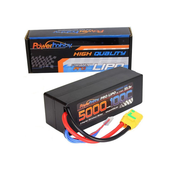 Power Hobby PHB6S5000100CXT90HCS - 6S 22.2V 5000MAH 100C Hard Case Lipo Battery, w/ XT90 Plug