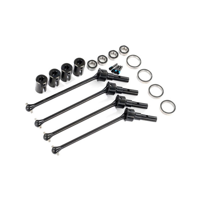 Traxxas 8996X - WideMaxx Steel CV Driveshaft Set (assembled), Front or Rear (4) (for use with #8995 WideMaxx® suspension kit) (requires #8654 series 17mm splined wheel hubs and #7758 series 17mm nuts for a complete set)