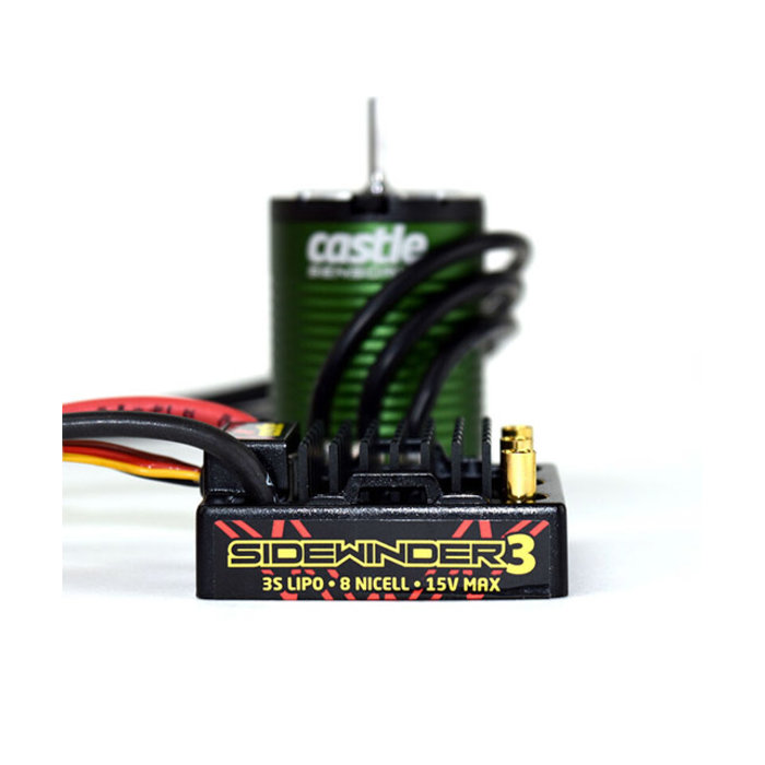 CASTLE CREATIONS CSE010-0115-06 - SV3 Sidewinder Waterproof 12V ESC & 1406-5700kv Sensored Motor Combo, 1/10 Scale