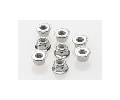 Traxxas 3647 - Nuts, 4mm flanged nylon locking (steel, serrated) (8)