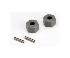 Traxxas 3654 - Wheel hubs, hex (tall offset, Rustler®/Stampede® front) (2)/ axle pins (2.5x10mm) (2)
