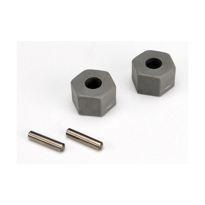 Traxxas 3654 - Wheel hubs, hex (tall offset, Rustler®/Stampede® front) (2)/ axle pins (2.5x10mm) (2)