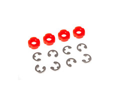 Traxxas 8261 - Piston, damper (red) (4)/ e-clips (8)