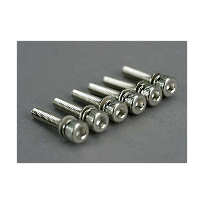 Traxxas 5142 - Screws, 3x15mm cap-head machine (hex drive) (with split and flat washers) (6)