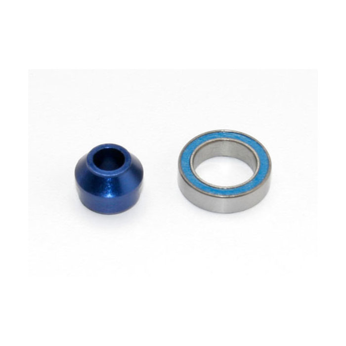 Traxxas 6893x - Bearing adapter, 6061-T6 aluminum (blue-anodized) (1)/10x15x4mm ball bearing (black rubber sealed) (1) (for slipper shaft)