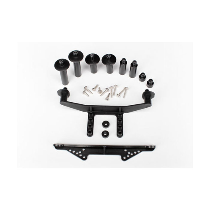 Traxxas 1914R - Body mount, front & rear (black)/ body posts, 52mm (2), 38mm (2), 25mm (2), 6.5mm (2)/ body post extensions (4)/ hardware