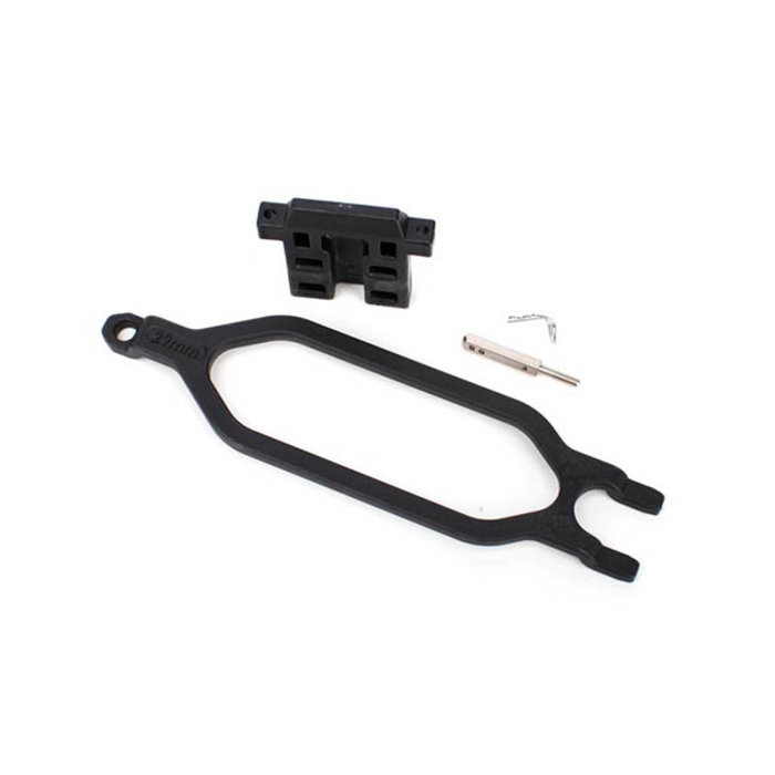 Traxxas 6727X - Hold down, battery/ hold down retainer/ battery post/ angled body clip (allows for installation of taller, multi-cell batteries)
