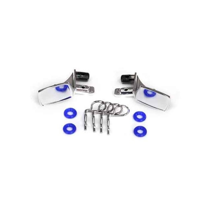 Traxxas 8133 - Mirrors, side, chrome (left & right)/ o-rings (4)/ body clips (4) (fits #8130 series bodies)