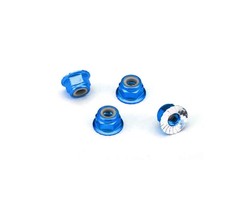 Traxxas 1747R - Nuts, aluminum, flanged, serrated (4mm) (blue-anodized) (4)
