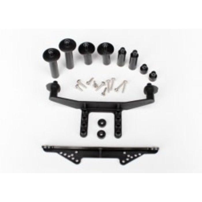 Traxxas 1914R - Body mount, front & rear (black)/ body posts, 52mm (2), 38mm (2), 25mm (2), 6.5mm (2)/ body post extensions (4)/ hardware
