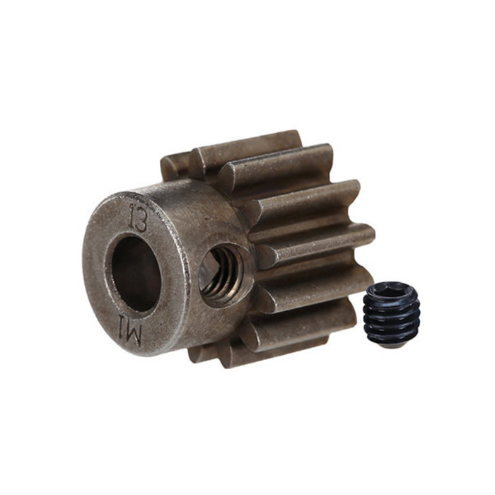 Traxxas 6486X - Gear, 13-T pinion (1.0 metric pitch) (fits 5mm shaft)/ set screw (for use only with steel spur gears)