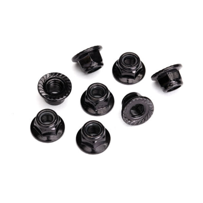 Traxxas 8447 - 5mm Black Flanged Serrated Steel Lock Nuts (10)