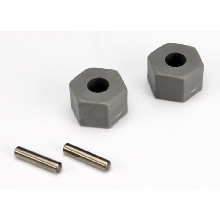 Traxxas 3654 - Wheel hubs, hex (tall offset, Rustler®/Stampede® front) (2)/ axle pins (2.5x10mm) (2)