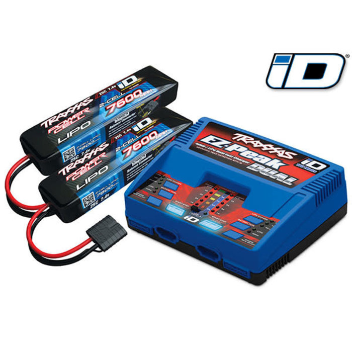 Traxxas 2991 - Battery/charger completer pack (includes #2972 Dual iD® charger (1), #2869X 7600mAh 7.4V 2-cell 25C LiPo battery (2))