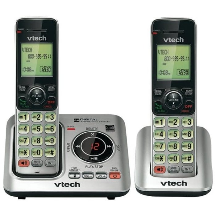 VTEVTCS66292 - VTech® DECT 6.0 Expandable Cordless Phone System for Landline, Digital Answering System and Caller ID/Call Waiting (2 Handset)