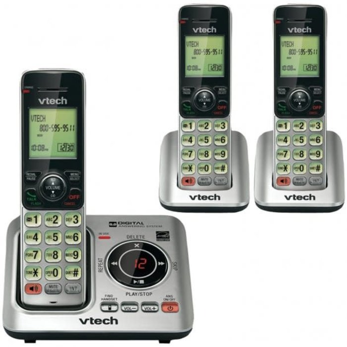 VTEVTCS66293 - VTech® DECT 6.0 Expandable Cordless Phone System for Landline, Digital Answering System and Caller ID/Call Waiting (3 Handset)