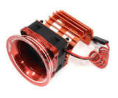INTEGY C30958RED - 28mm Motor Heatsink + 25x25mm Cooling Fan w/Intake Ram Funnel for 380 & 390 Size