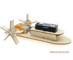 INTEGY C29906 - Wooden DIY Education Battery Powered Toy Paddle Steamer Boat Model