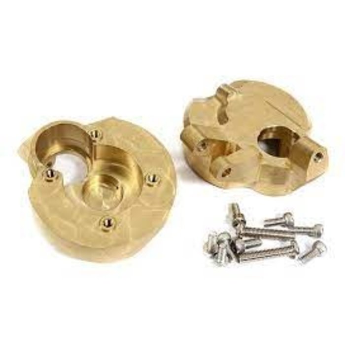 INTEGY C29931 - CNC Machined Brass 95g Each Portal Cover (2) Steering Blocks for Axial SCX10 III