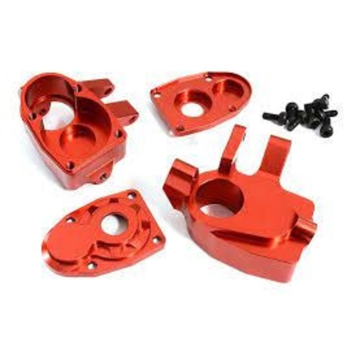 INTEGY C31115RED - Alloy Steering Blocks Portal Housing for Axial 1/10 SCX10 III Trail Crawler