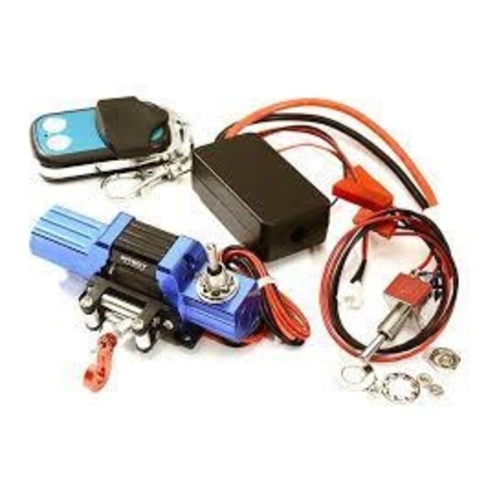 INTEGY C25622BLUE - Billet Machined T8 Realistic Mega Winch w/ Remote for Scale Crawler 1/10 Size