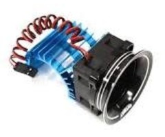 INTEGY C30958BLUE - 28mm Motor Heatsink + 25x25mm Cooling Fan w/Intake Ram Funnel for 380 & 390 Size
