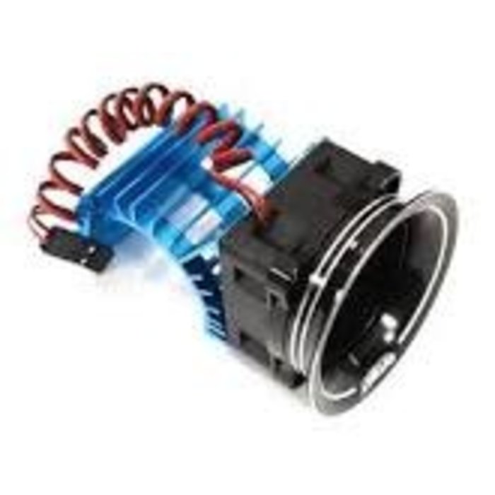 INTEGY C30958BLUE - 28mm Motor Heatsink + 25x25mm Cooling Fan w/Intake Ram Funnel for 380 & 390 Size