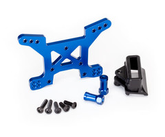 Traxxas 6739X - Shock tower, front, 7075-T6 aluminum (blue-anodized) (1)/ body mount bracket (1)