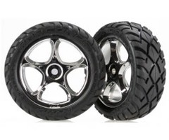 Traxxas 2479R - Tires & wheels, assembled (Tracer 2.2' chrome wheels, Anaconda® 2.2' tires with foam inserts) (2) (Bandit® front)