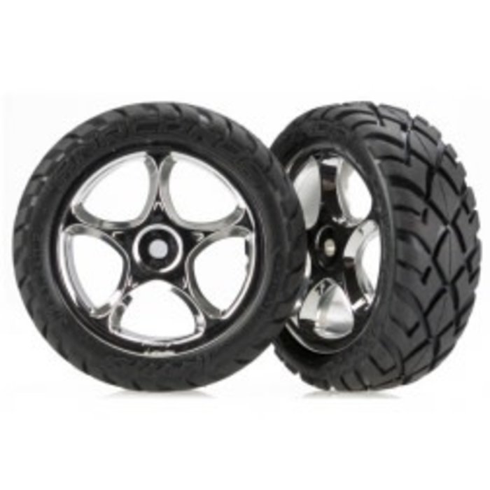 Traxxas 2479R - Tires & wheels, assembled (Tracer 2.2' chrome wheels, Anaconda® 2.2' tires with foam inserts) (2) (Bandit® front)