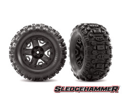 Traxxas 6792 - Tires & Wheels, Assembled, Glued (black 2.8' wheels, Sledgehammer® tires, foam inserts) (4WD electric front/rear, 2WD electric front only) (2) (TSM rated)