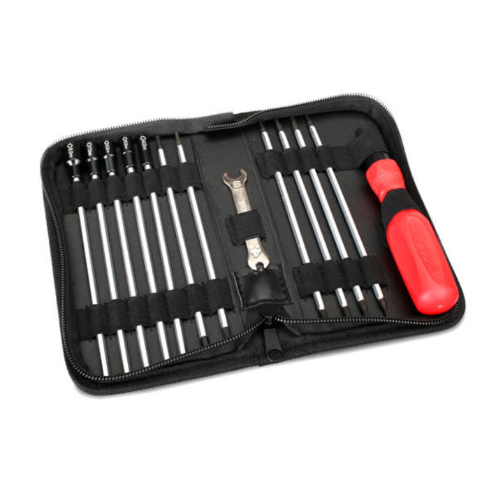 Traxxas 3415 - Tool Set with Pouch (includes 1.5mm, 2.0mm, 2.5mm, 3.0mm, 3.5mm, 4mm drivers/ 4mm, 5mm, 5.5mm, 7mm and 8mm nut drivers/ 2mm, 4mm, and 5mm slotted screwdrivers/ #00 Phillips, #0 Phillips, and #1 Phillips screwdrivers/ 4mm and 8mm wrench/ driver hand