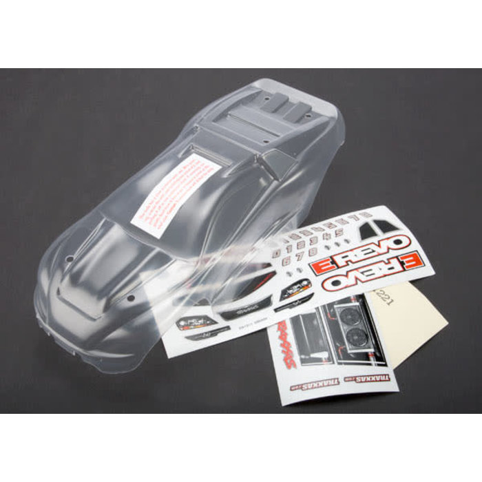 Traxxas 7111 - Body, 1/16 E-Revo® (clear, requires painting)/ grille and lights decal sheet