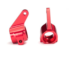 Traxxas 3636X - Steering blocks, Rustler®/Stampede®/Bandit® (2), 6061-T6 aluminum (red-anodized)/ 5x11mm ball bearings (4)