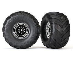 Traxxas 3665X - Tires & wheels, assembled, glued (chrome wheels, Terra Groove dual profile tires, foam inserts) (nitro rear/ electric front) (2)