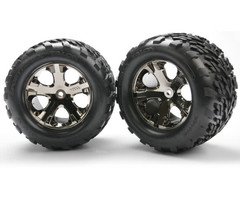 Traxxas 3668A - Tires & wheels, assembled, glued (2.8') (All-Star black chrome wheels, Talon tires, foam inserts) (2WD electric rear) (2) (TSM rated)
