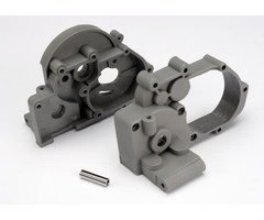Traxxas 3691A - Gearbox halves (L&R) (gray) w/ idler gear shaft