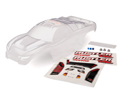 Traxxas 3714 - Body, Rustler® (clear, requires painting)/window, lights decal sheet/ wing and aluminum hardware