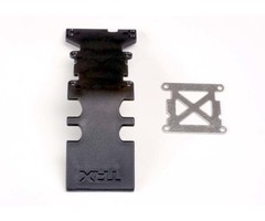 Traxxas 4938 - Skidplate, rear plastic (black)/ stainless steel plate